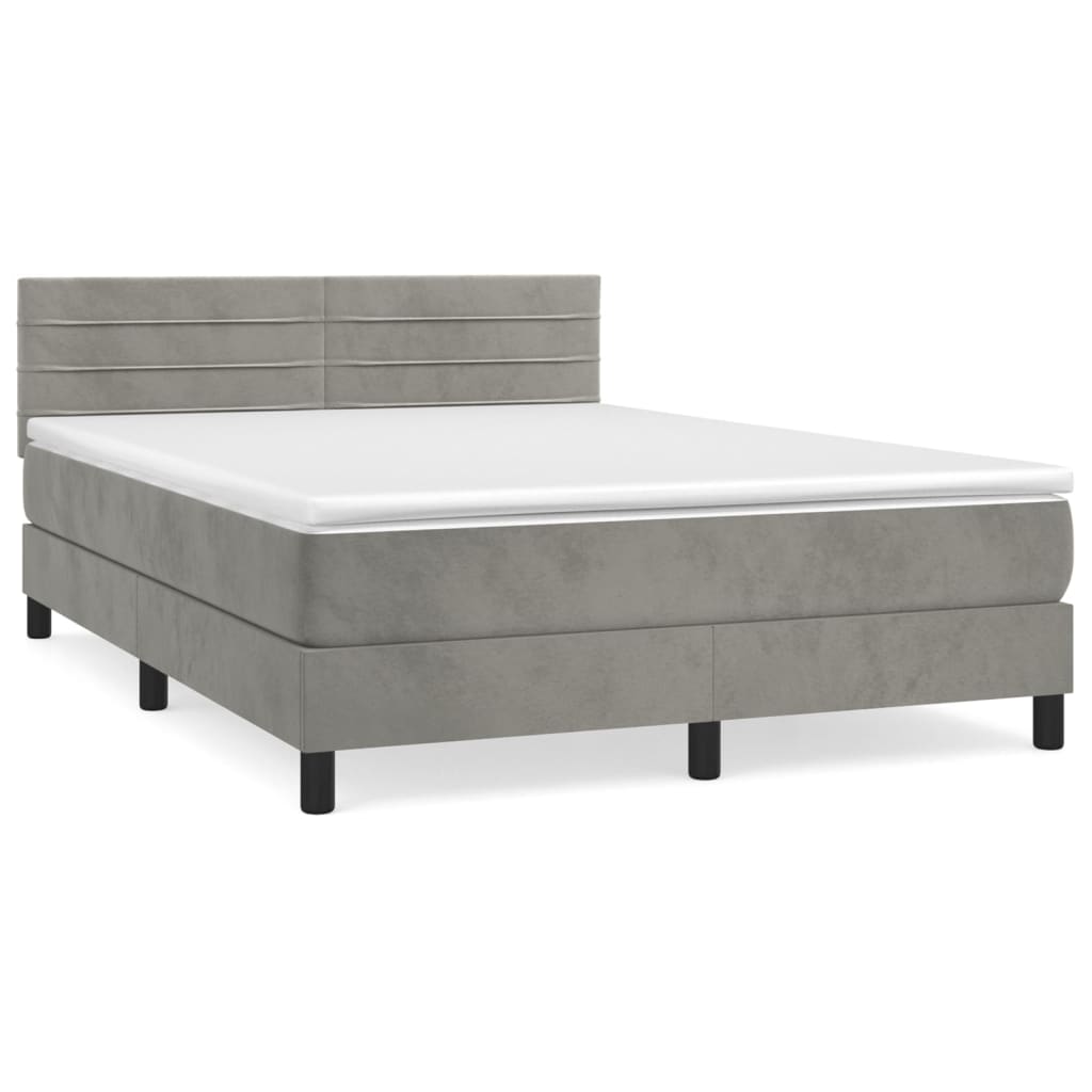 Sommier à lattes de lit et matelas Gris clair 140x200cm Velours