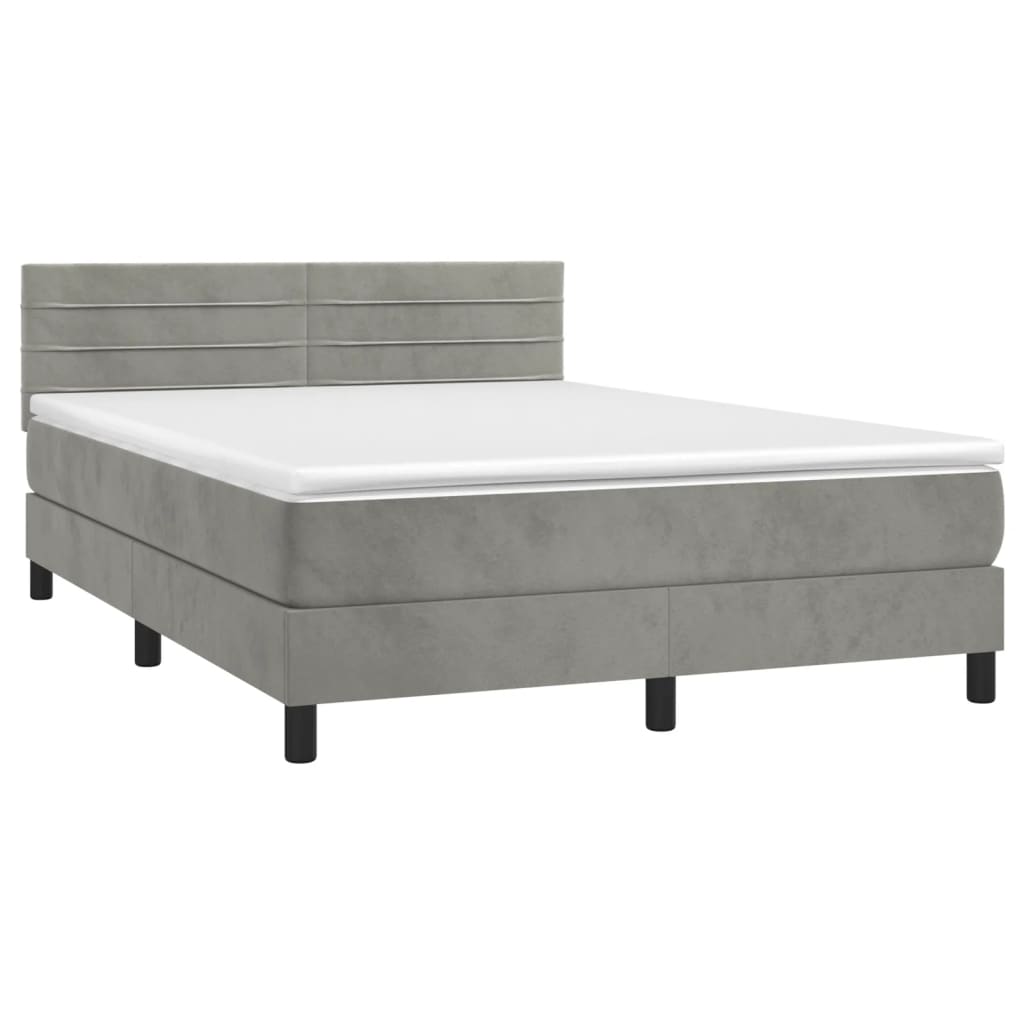 Sommier à lattes de lit et matelas Gris clair 140x200cm Velours - XIOS