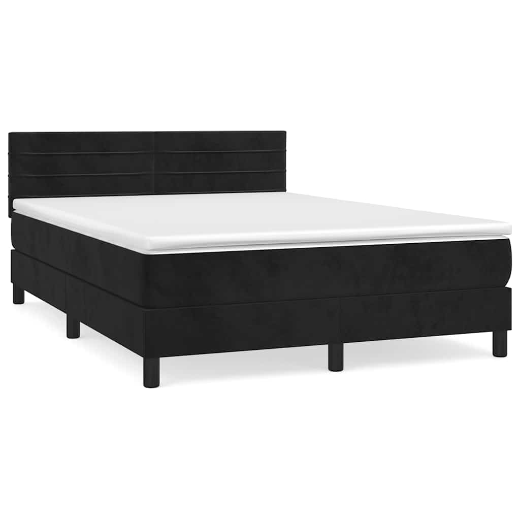 Sommier à lattes de lit avec matelas Noir 140x200 cm Velours - XIOS