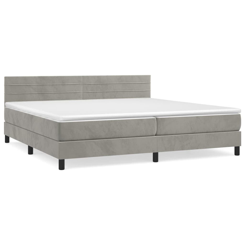 Sommier à lattes de lit et matelas Gris clair 200x200cm Velours - XIOS