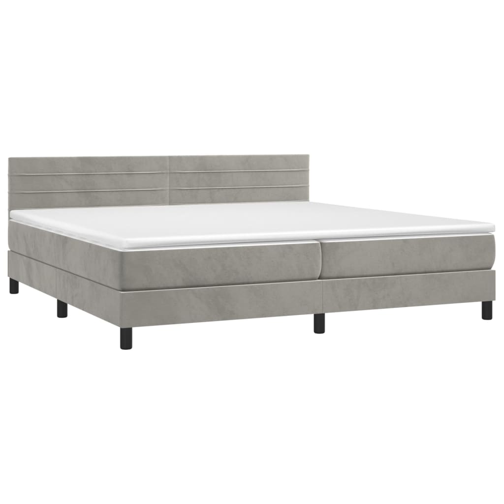 Sommier à lattes de lit et matelas Gris clair 200x200cm Velours - XIOS