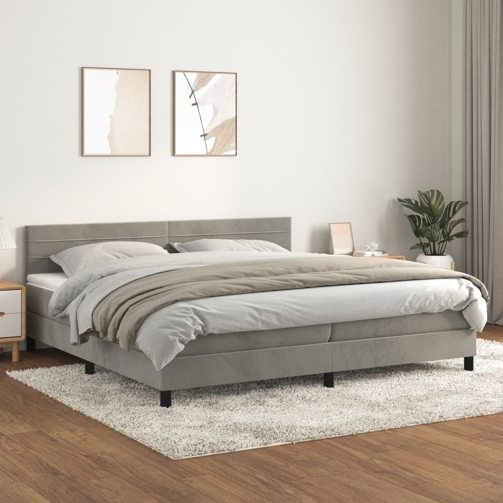 Sommier à lattes de lit et matelas Gris clair 200x200cm Velours - XIOS