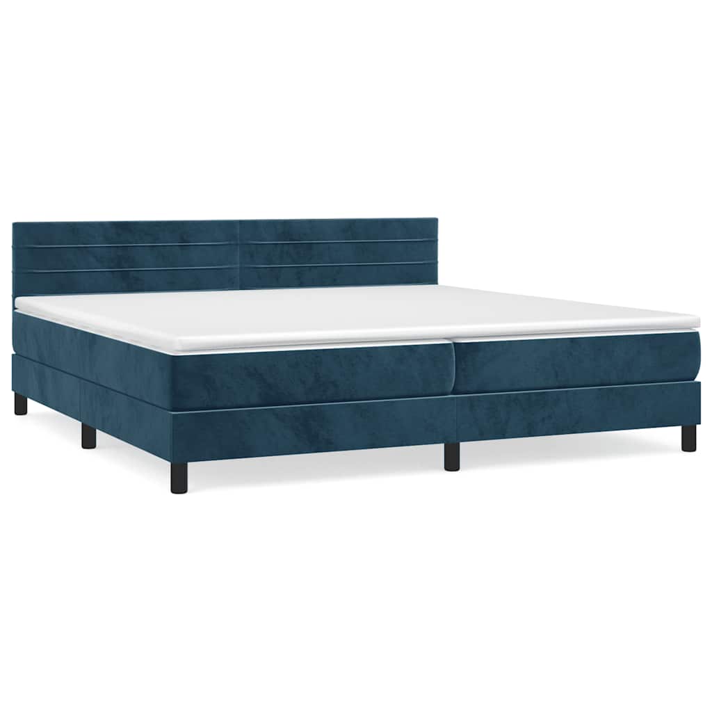 Sommier à lattes de lit et matelas Bleu foncé 200x200cm Velours - XIOS