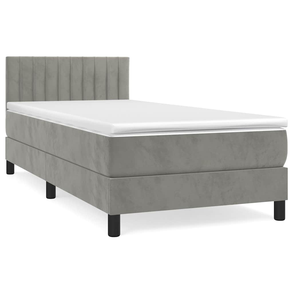 Sommier à lattes de lit et matelas Gris clair 80x200 cm Velours - XIOS