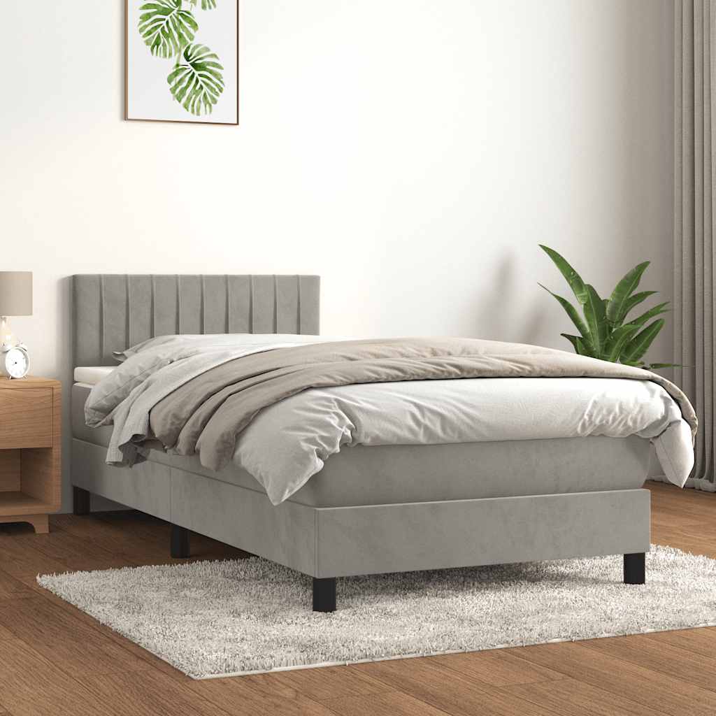 Sommier à lattes de lit et matelas Gris clair 80x200 cm Velours - XIOS