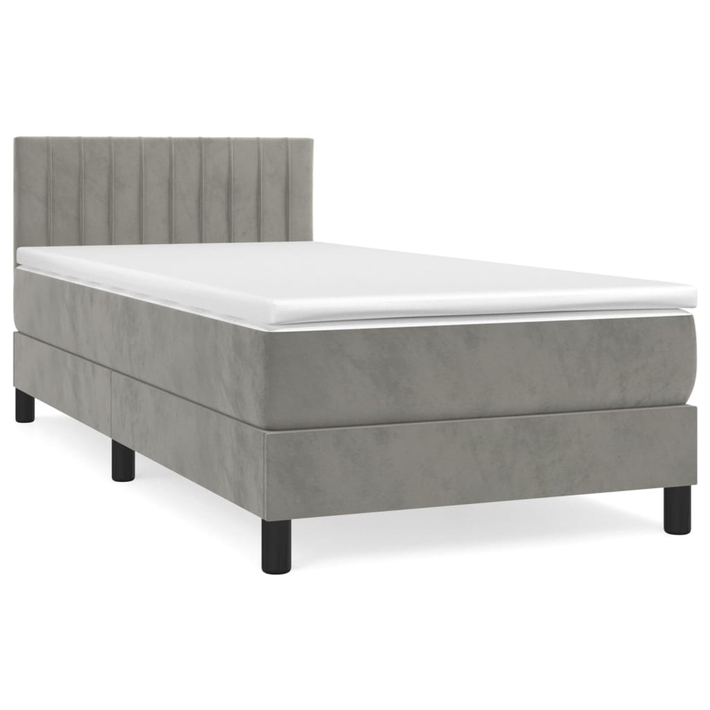 Sommier à lattes de lit et matelas Gris clair 90x190 cm Velours - XIOS