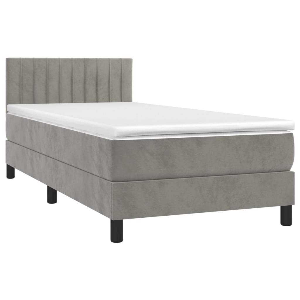 Sommier à lattes de lit et matelas Gris clair 90x190 cm Velours - XIOS