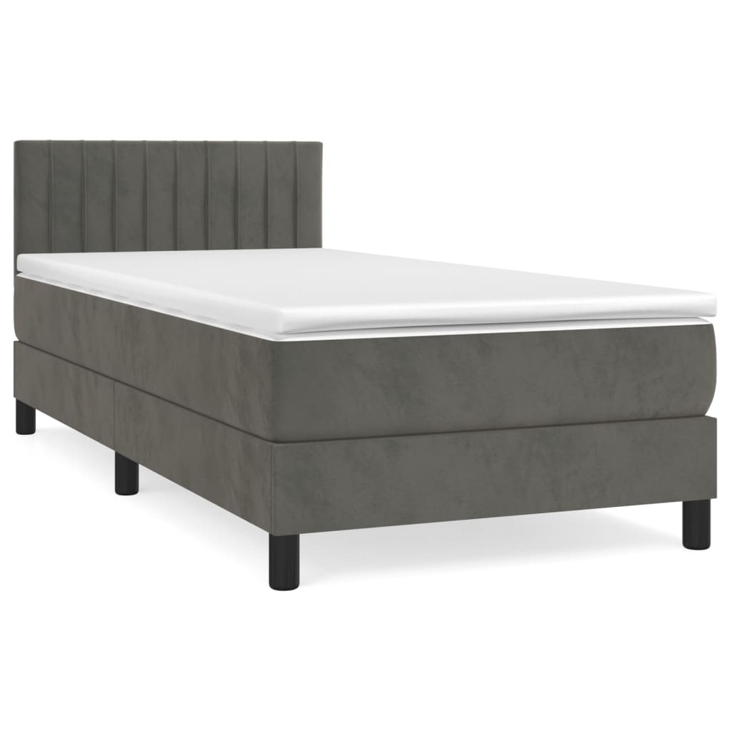 Sommier à lattes de lit et matelas Gris foncé 90x190 cm Velours - XIOS