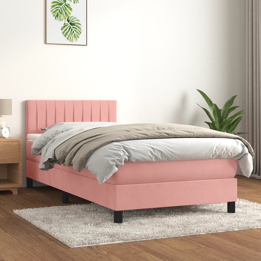 Sommier à lattes de lit avec matelas Rose 90x190 cm Velours - XIOS