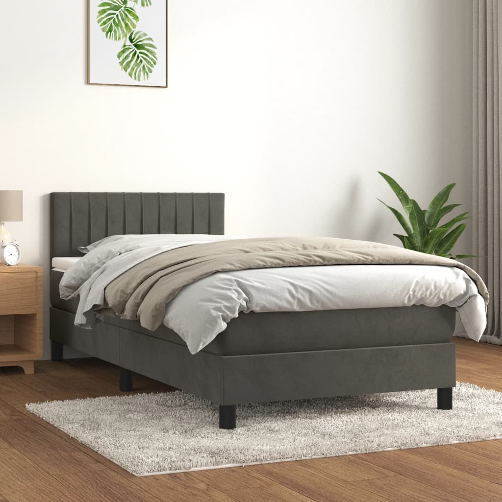 Sommier à lattes de lit et matelas Gris foncé 90x200 cm Velours - XIOS