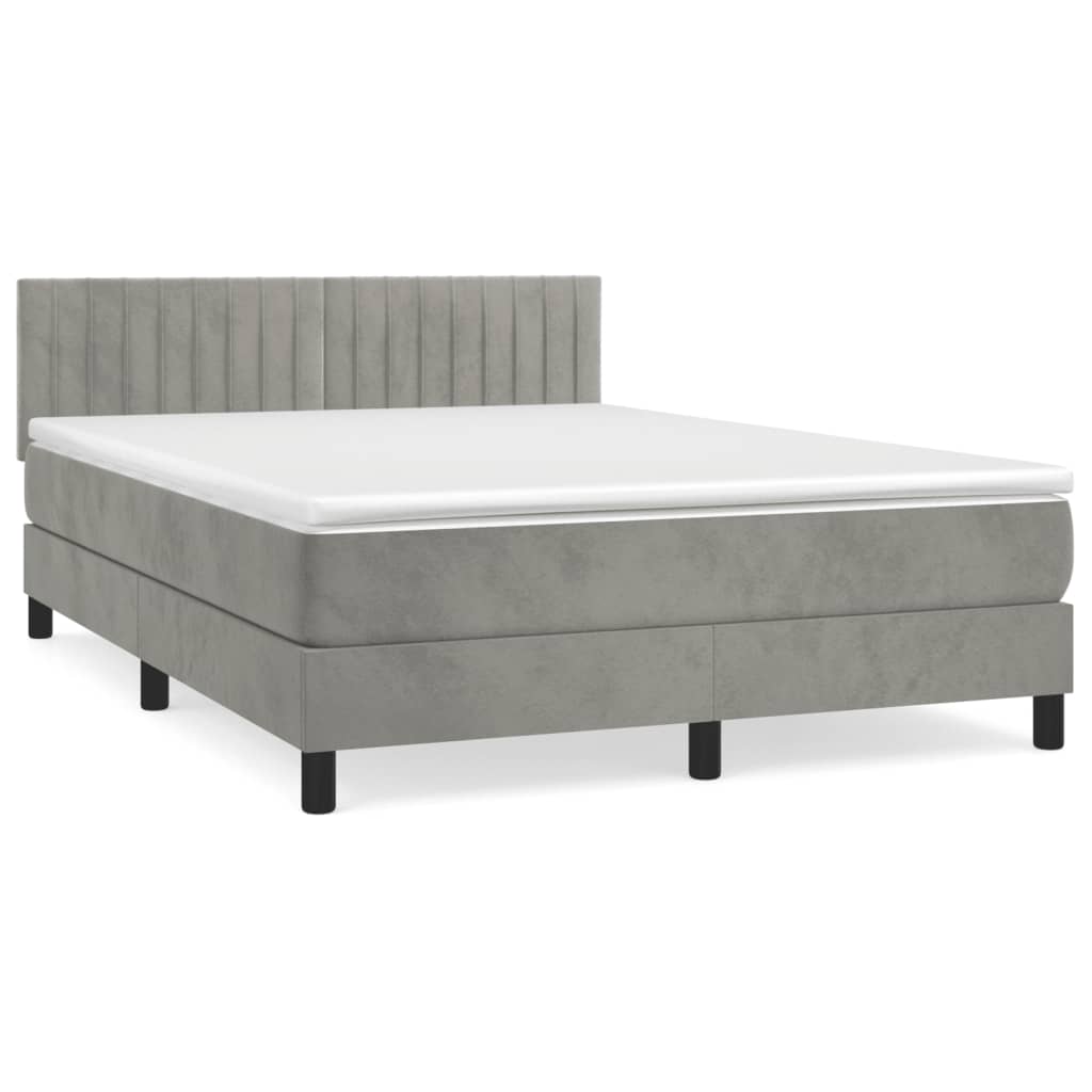 Sommier à lattes de lit et matelas Gris clair 140x190cm Velours - XIOS