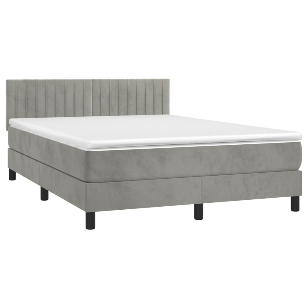Sommier à lattes de lit et matelas Gris clair 140x190cm Velours - XIOS