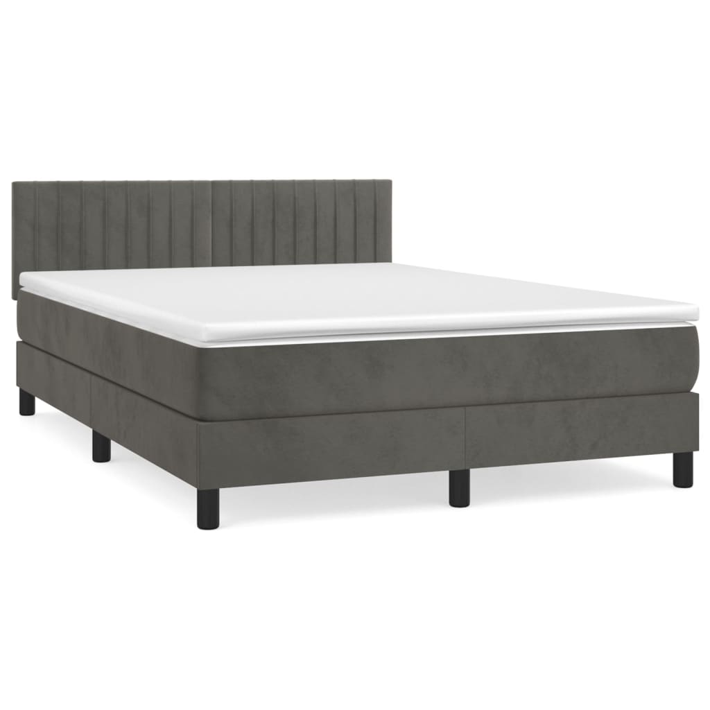 Sommier à lattes de lit et matelas Gris foncé 140x190cm Velours - XIOS