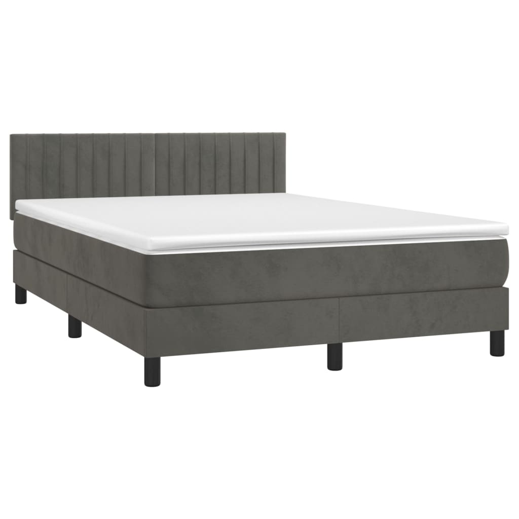Sommier à lattes de lit et matelas Gris foncé 140x190cm Velours - XIOS