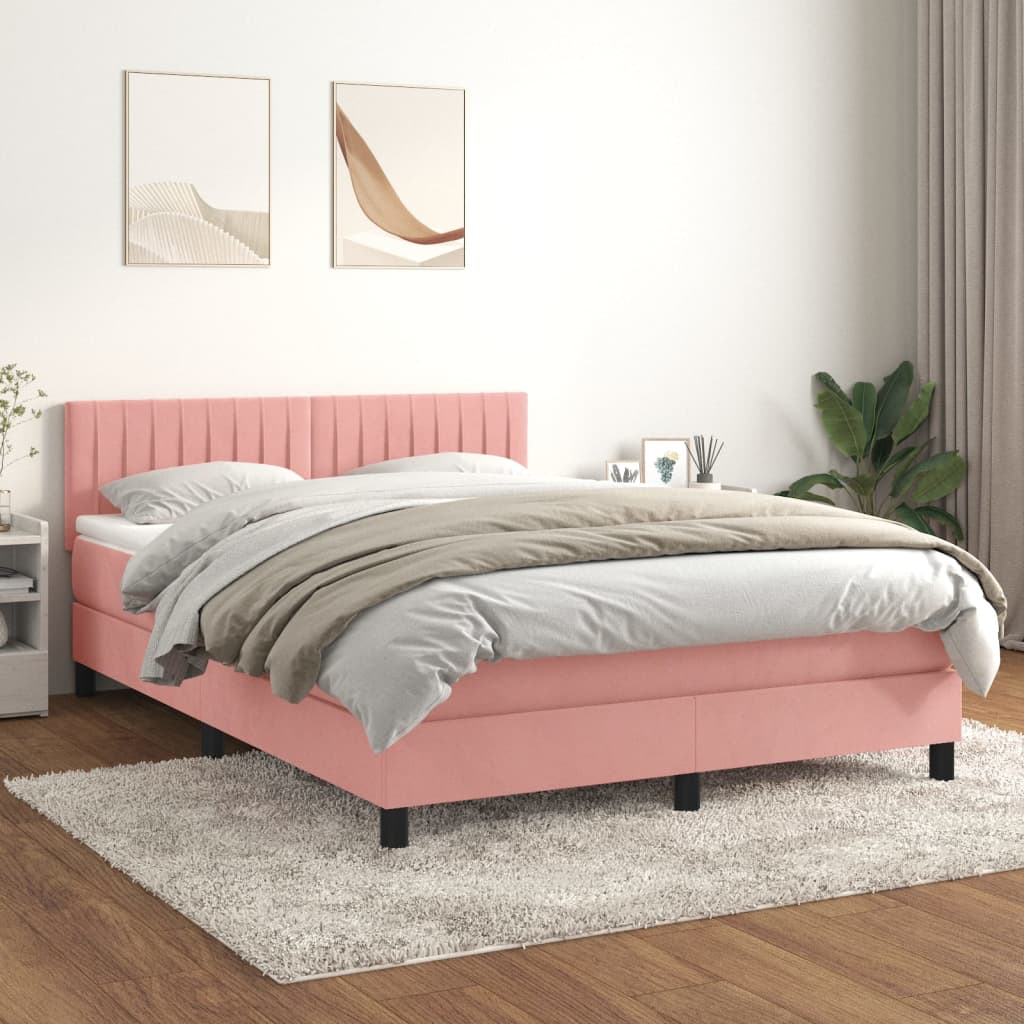 Sommier à lattes de lit avec matelas Rose 140x190 cm Velours