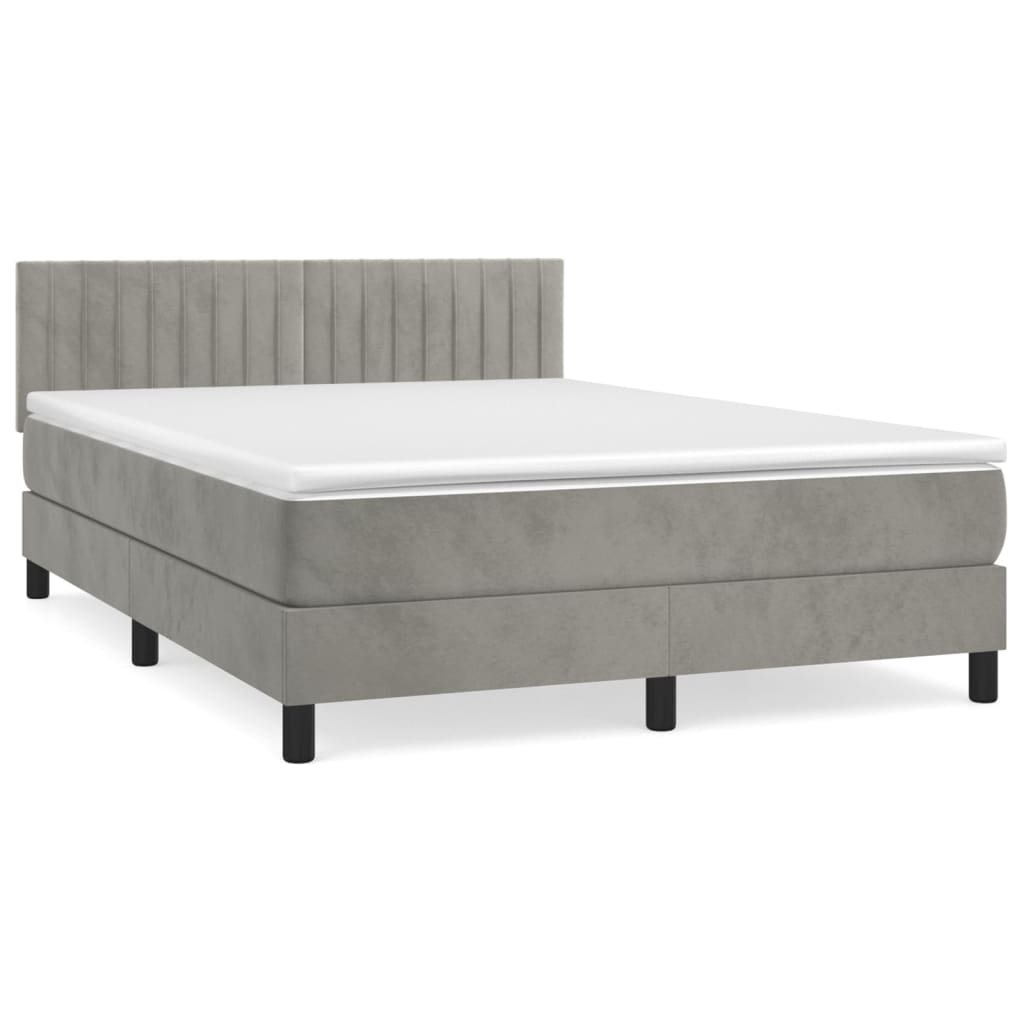 Sommier à lattes de lit et matelas Gris clair 140x200cm Velours - XIOS