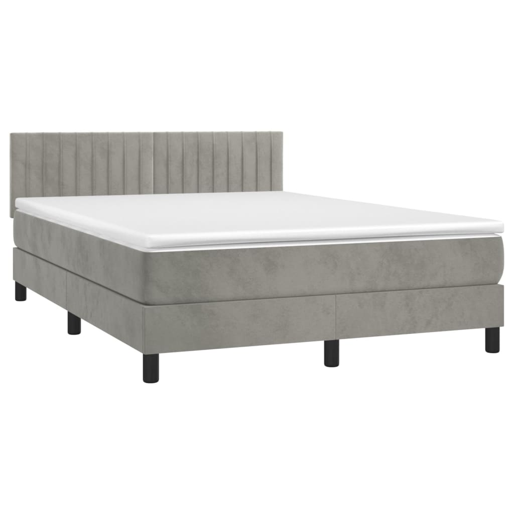 Sommier à lattes de lit et matelas Gris clair 140x200cm Velours - XIOS