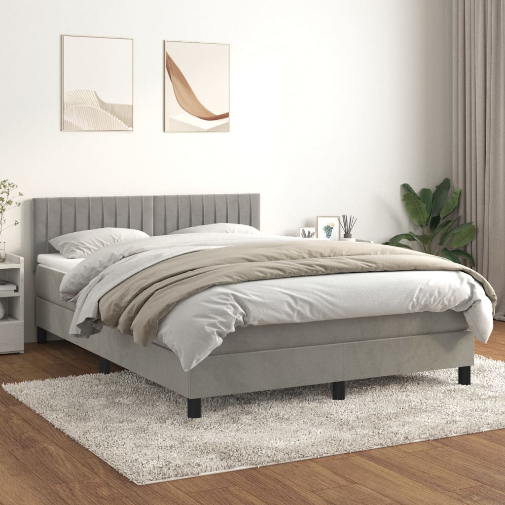 Sommier à lattes de lit et matelas Gris clair 140x200cm Velours - XIOS