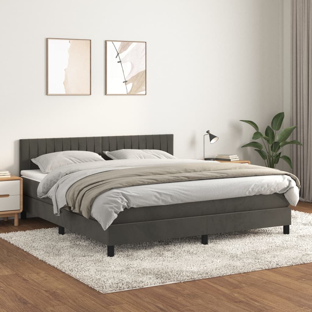 Sommier à lattes de lit et matelas Gris foncé 160x200cm Velours - XIOS