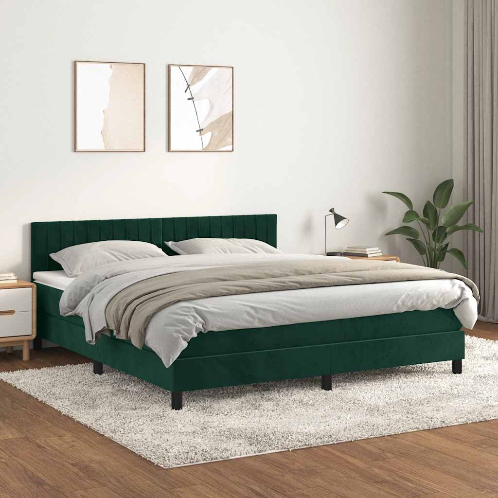 Sommier à lattes de lit et matelas Vert foncé 160x200cm Velours - XIOS