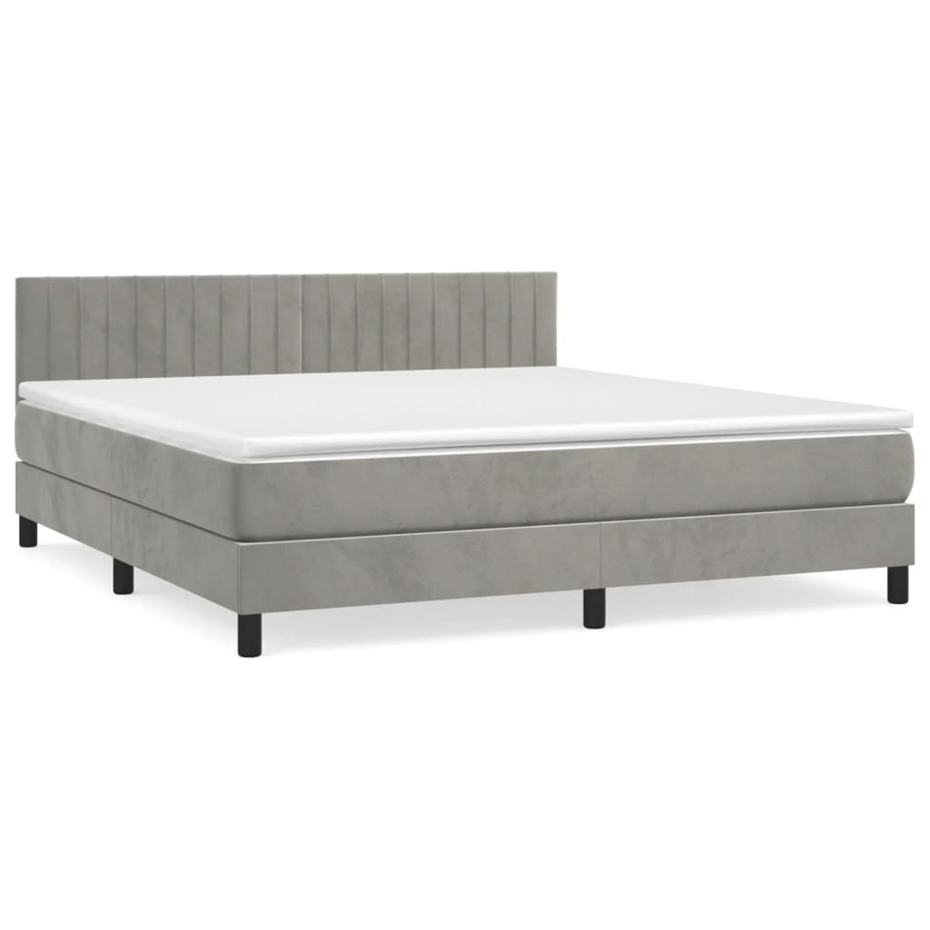 Sommier à lattes de lit et matelas Gris clair 180x200cm Velours - XIOS