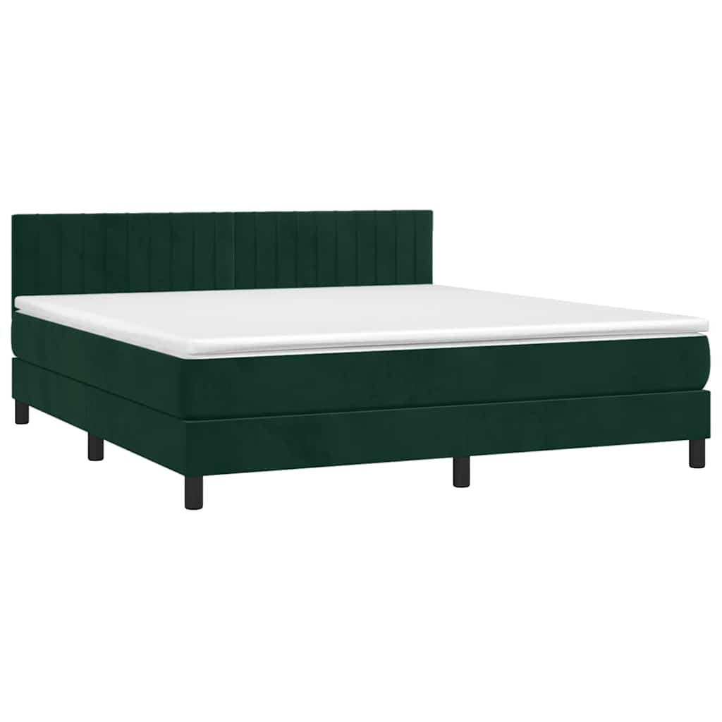 Sommier à lattes de lit et matelas Vert foncé 180x200cm Velours
