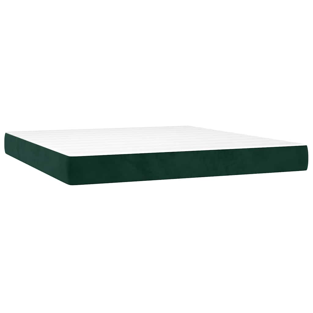 Sommier à lattes de lit et matelas Vert foncé 180x200cm Velours