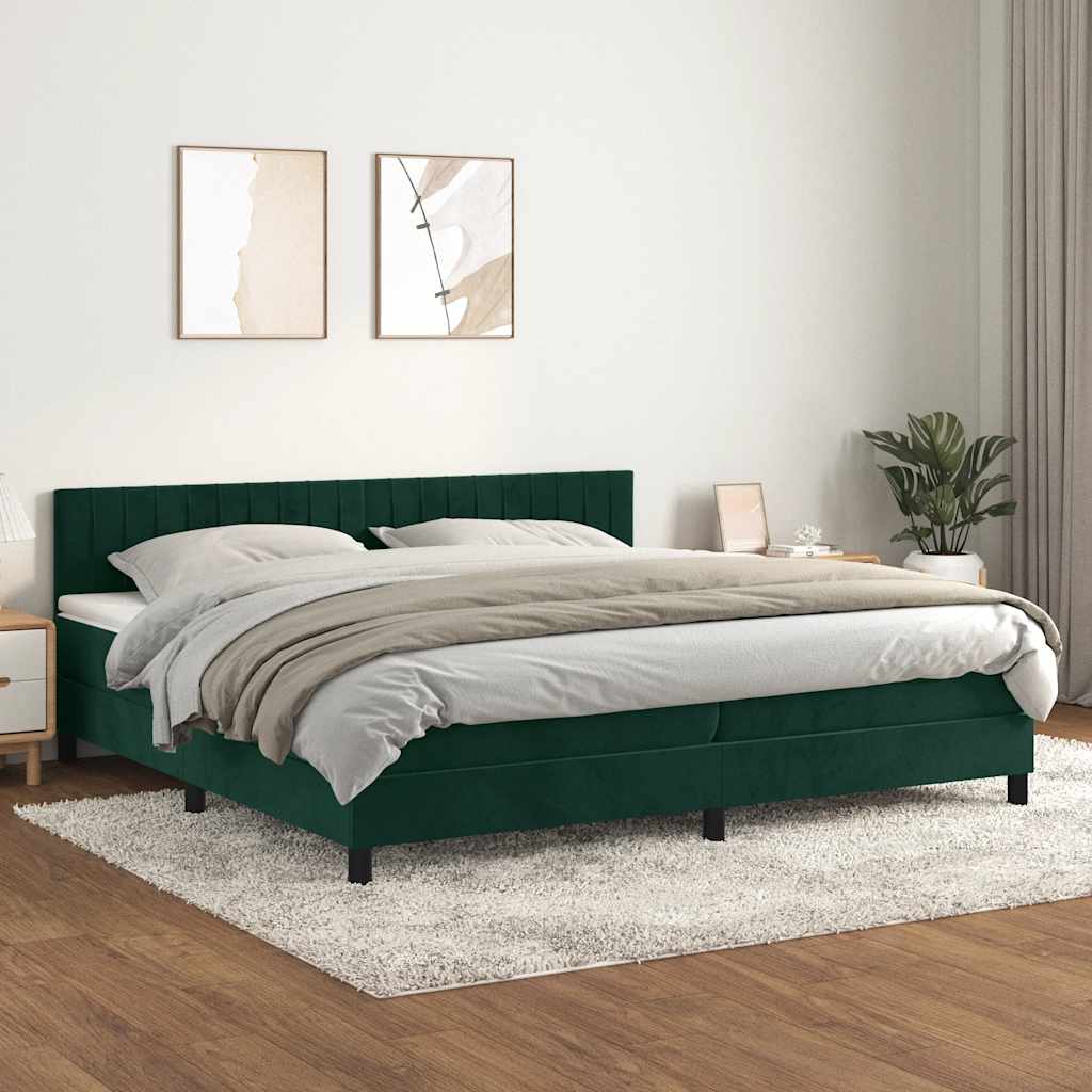 Sommier à lattes de lit et matelas Vert foncé 200x200cm Velours - XIOS