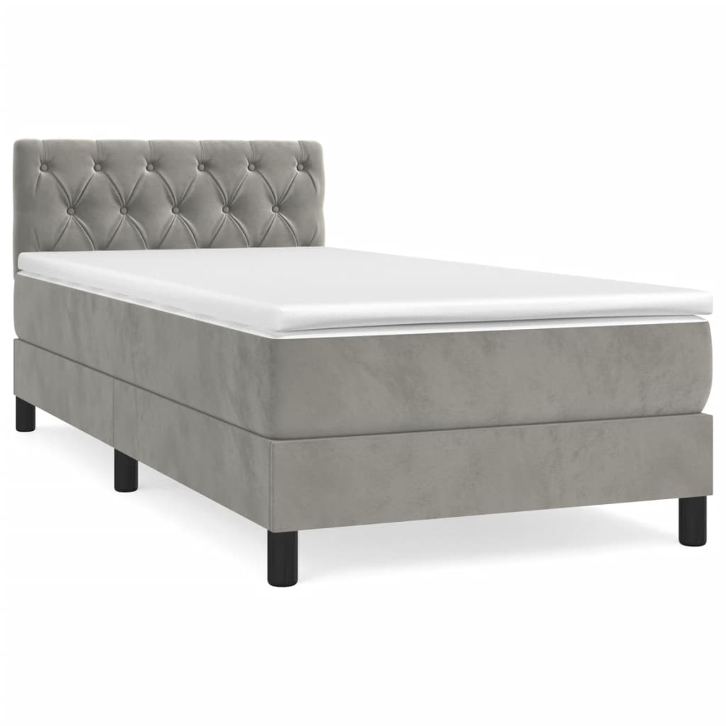 Sommier à lattes de lit et matelas Gris clair 80x200 cm Velours - XIOS