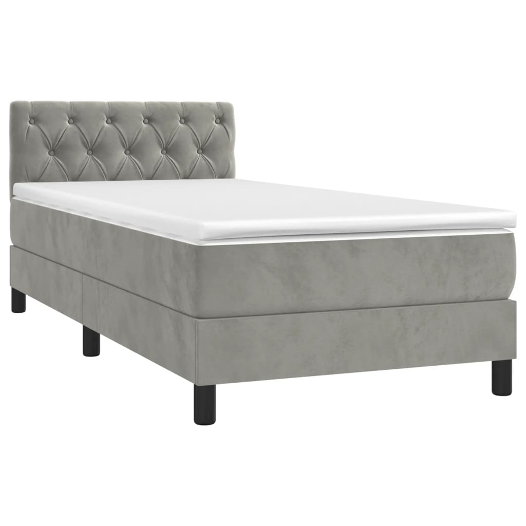 Sommier à lattes de lit et matelas Gris clair 80x200 cm Velours - XIOS