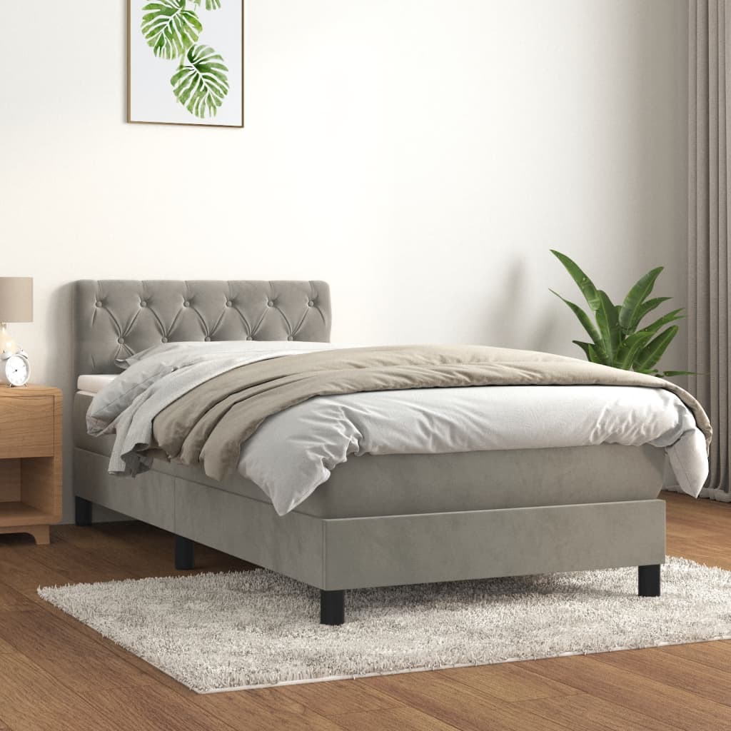 Sommier à lattes de lit et matelas Gris clair 80x200 cm Velours - XIOS