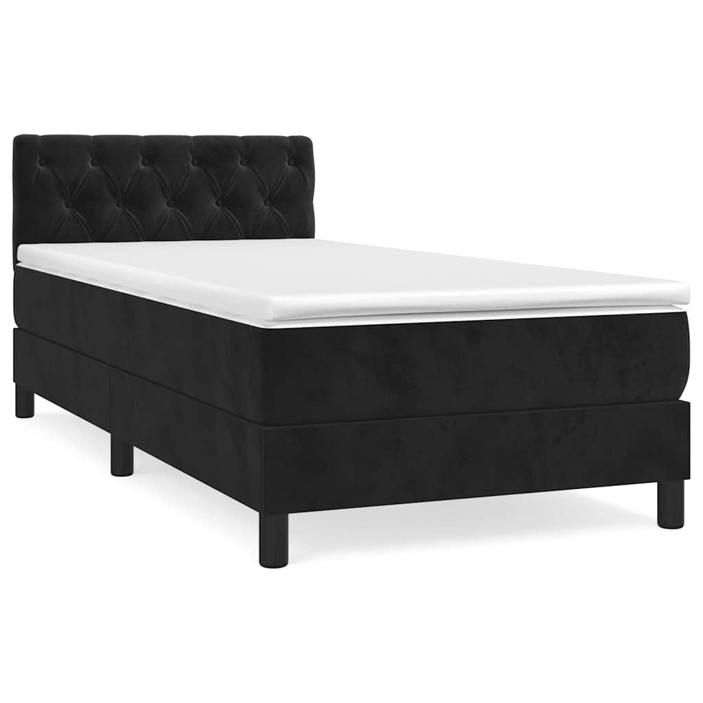 Sommier à lattes de lit et matelas Noir 80x200 cm Velours - XIOS