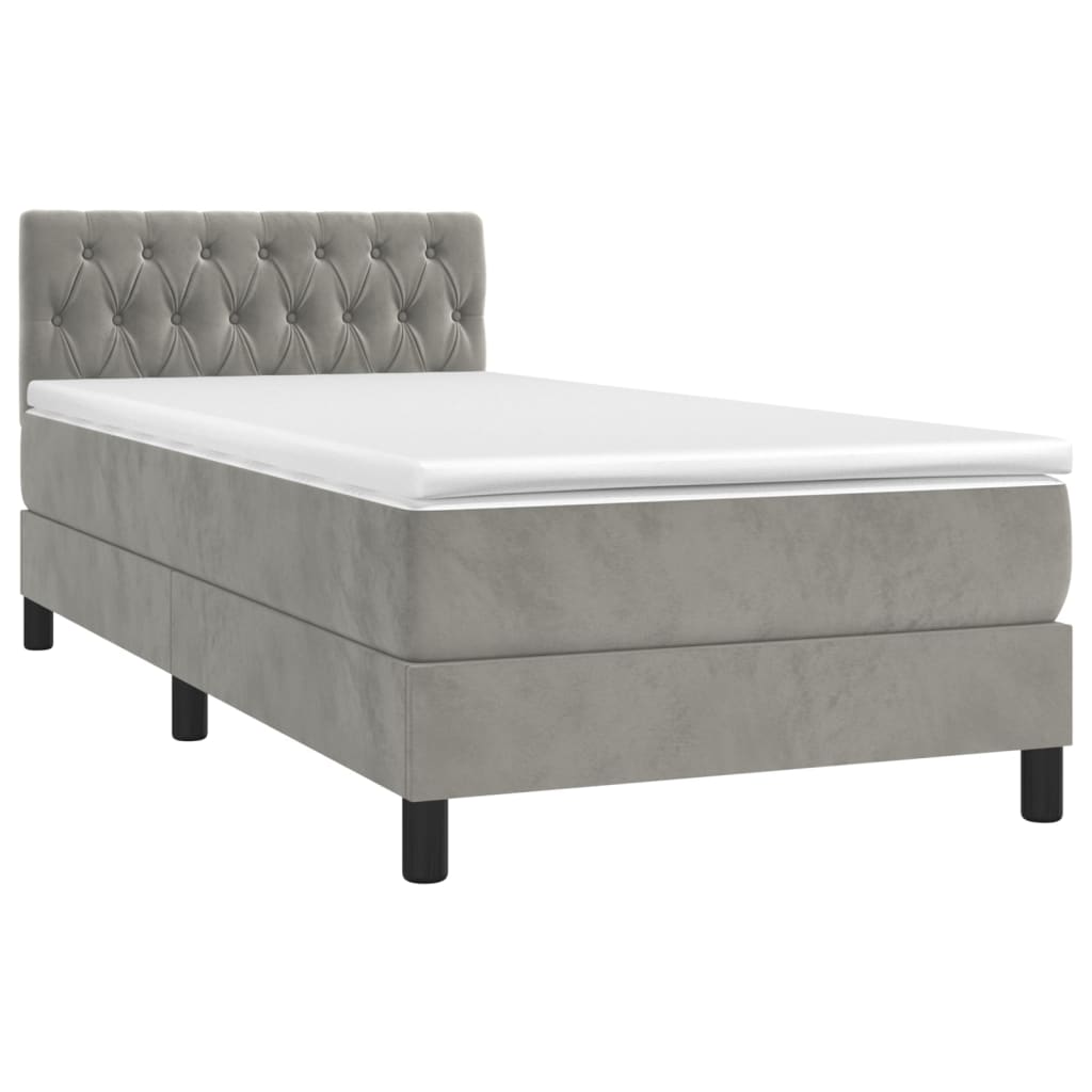 Sommier à lattes de lit et matelas Gris clair 90x190 cm Velours - XIOS