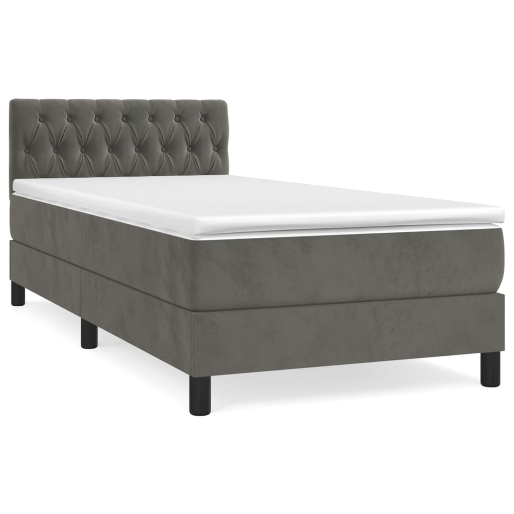 Sommier à lattes de lit et matelas Gris foncé 90x190 cm Velours - XIOS