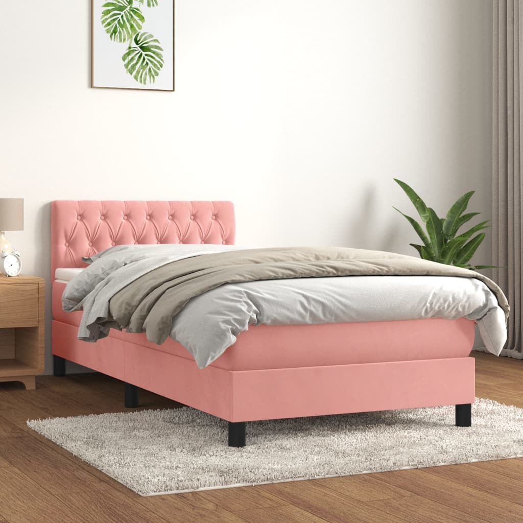 Sommier à lattes de lit avec matelas Rose 90x190 cm Velours - XIOS