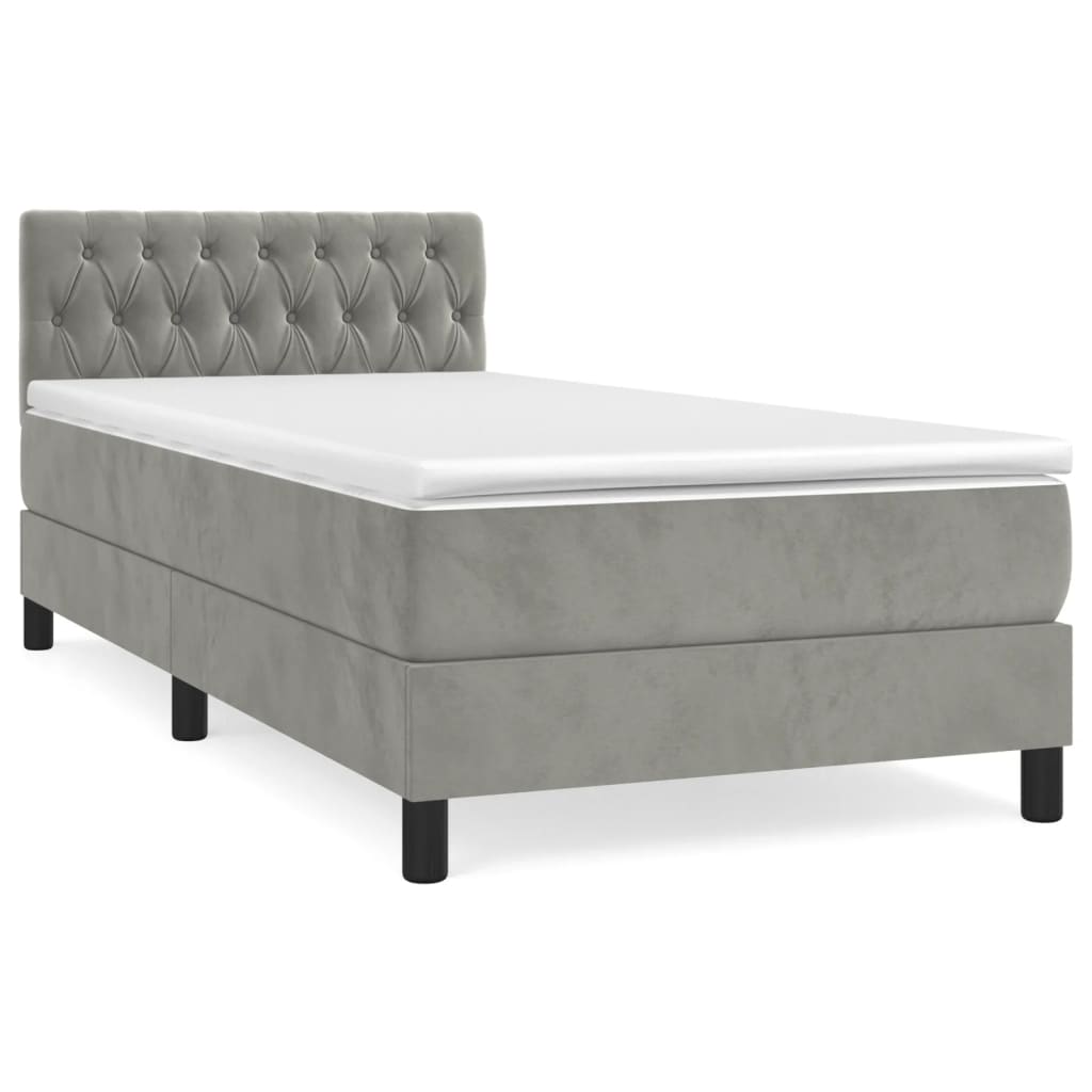 Sommier à lattes de lit et matelas Gris clair 100x200cm Velours - XIOS