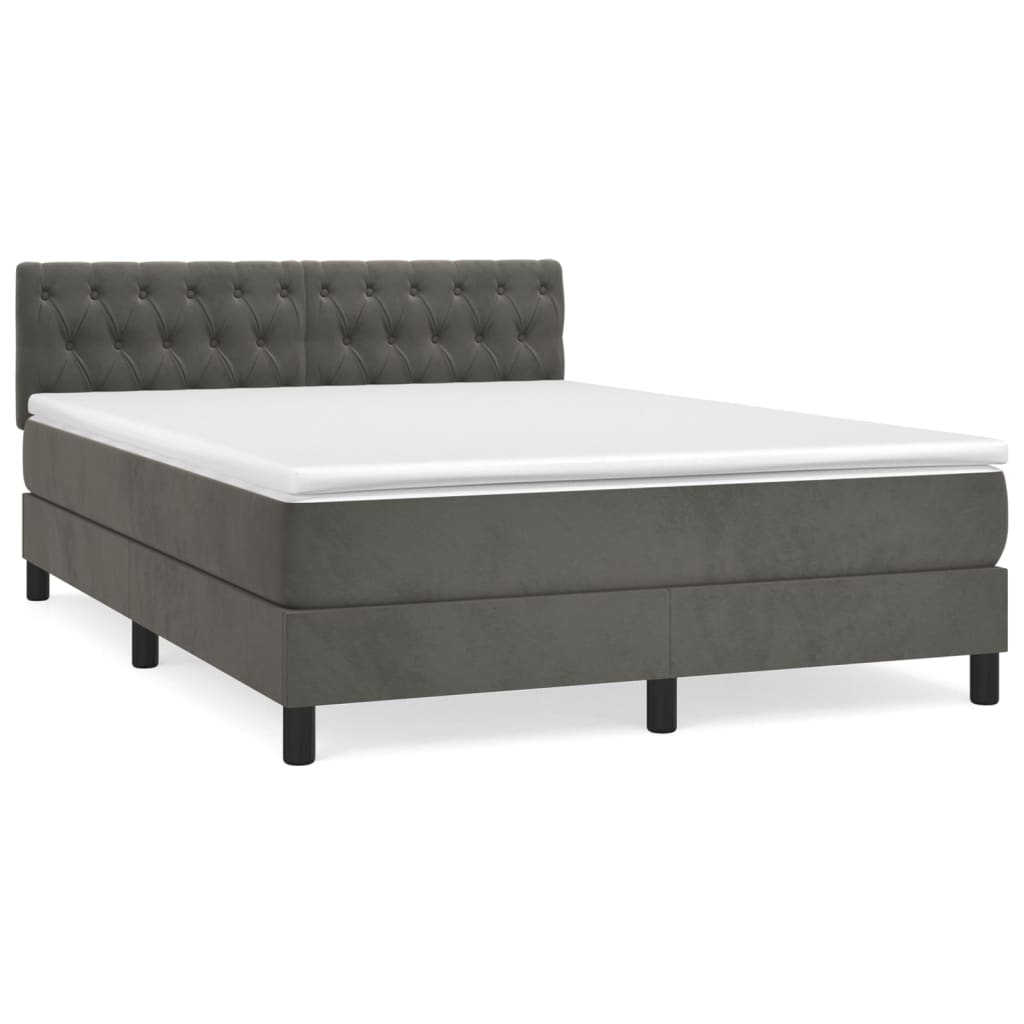 Sommier à lattes de lit et matelas Gris foncé 140x190cm Velours - XIOS