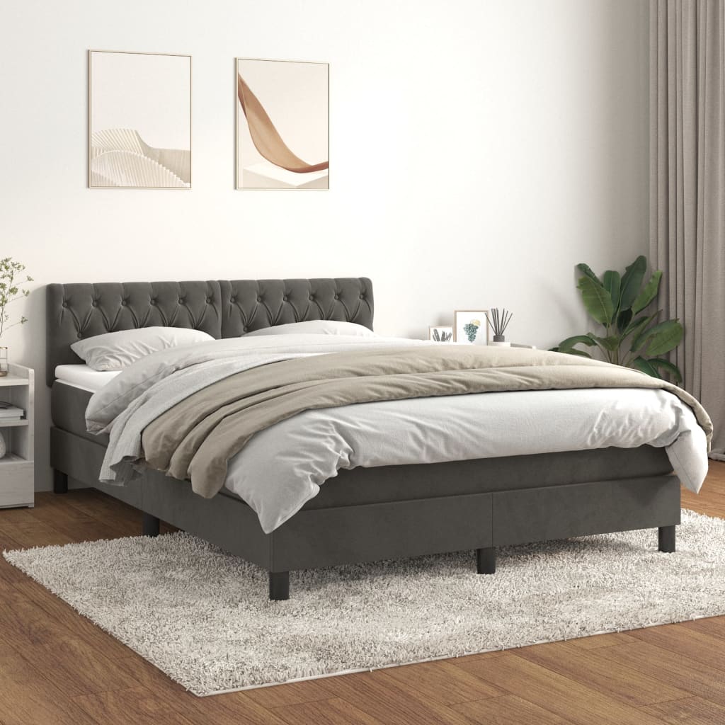 Sommier à lattes de lit et matelas Gris foncé 140x190cm Velours - XIOS