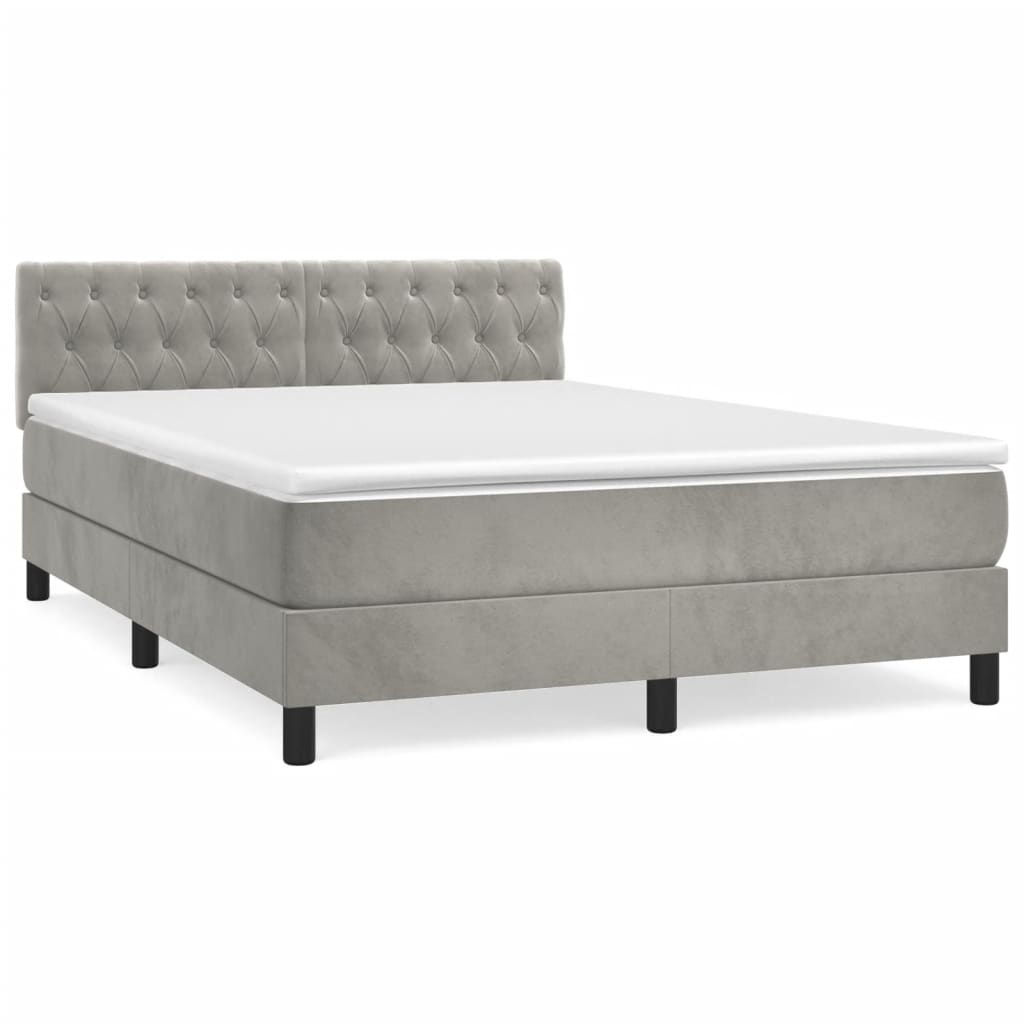 Sommier à lattes de lit et matelas Gris clair 140x200cm Velours - XIOS