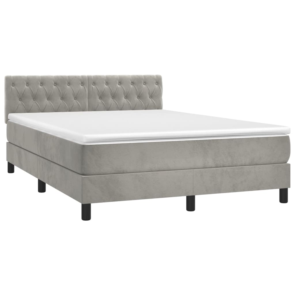 Sommier à lattes de lit et matelas Gris clair 140x200cm Velours - XIOS