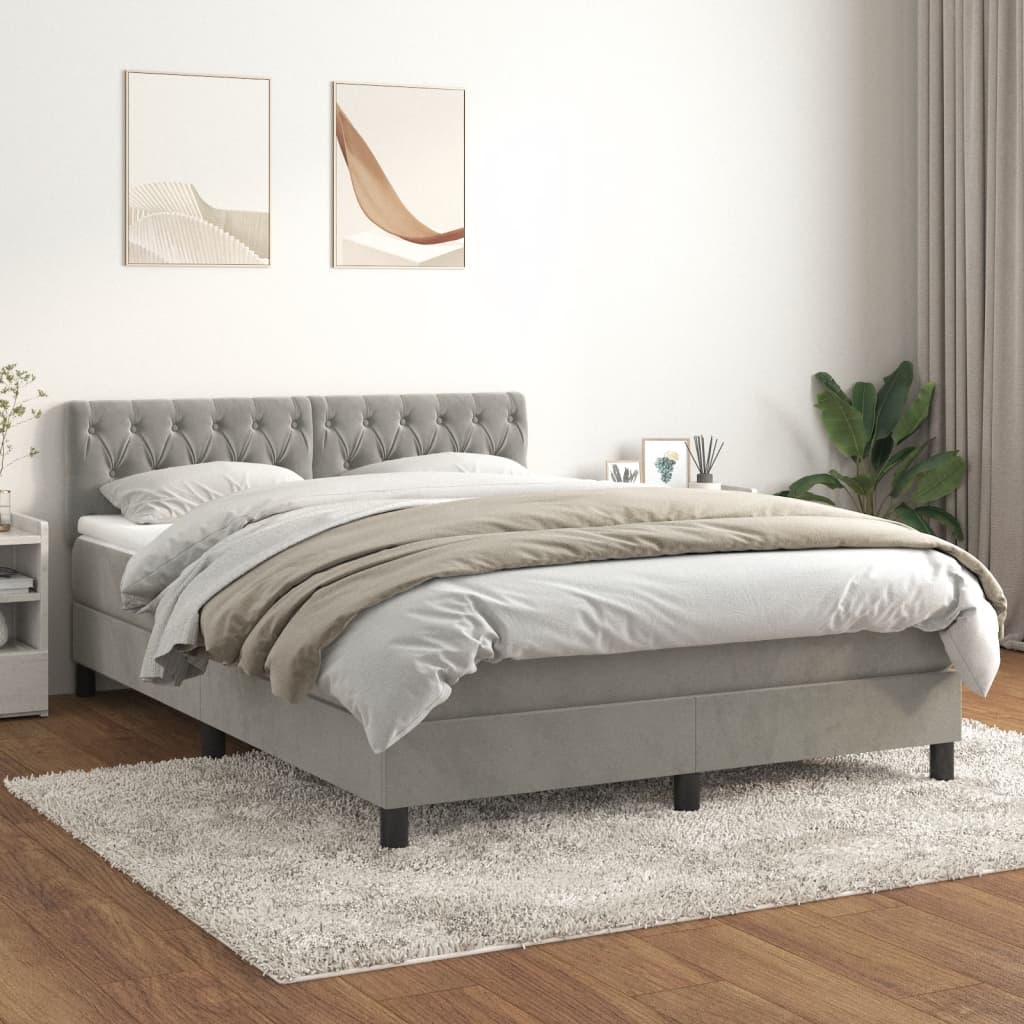 Sommier à lattes de lit et matelas Gris clair 140x200cm Velours - XIOS