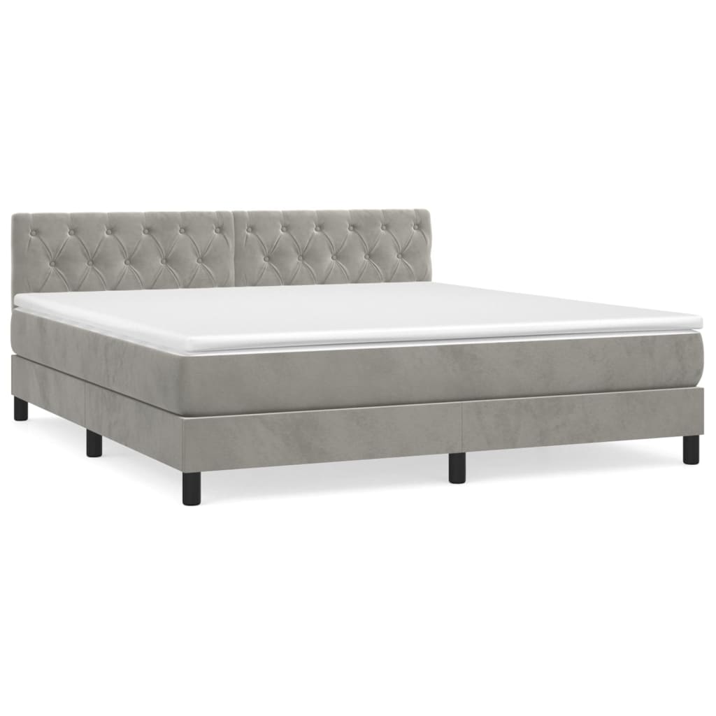 Sommier à lattes de lit et matelas Gris clair 160x200cm Velours - XIOS