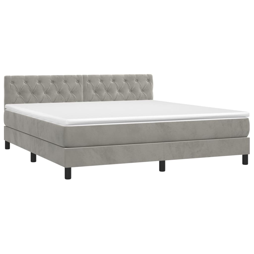 Sommier à lattes de lit et matelas Gris clair 160x200cm Velours - XIOS