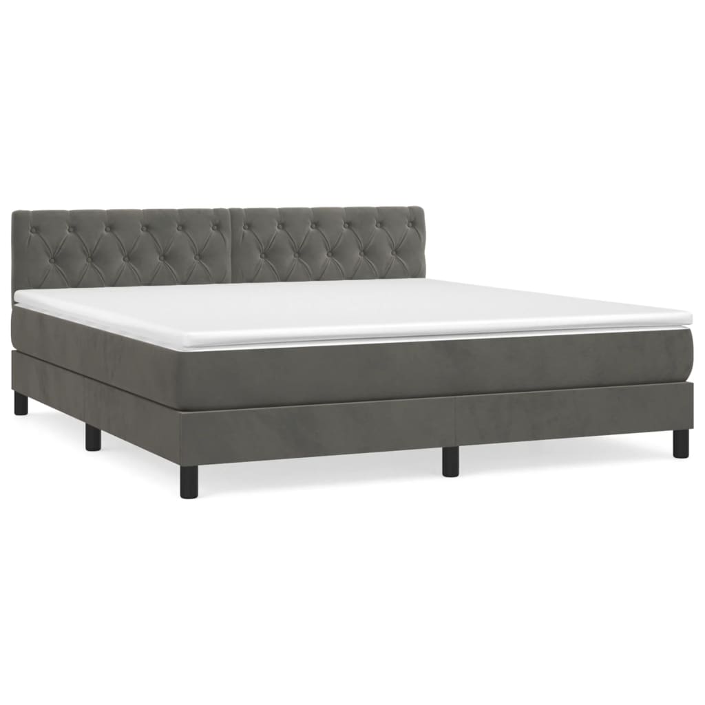 Sommier à lattes de lit et matelas Gris foncé 160x200cm Velours - XIOS