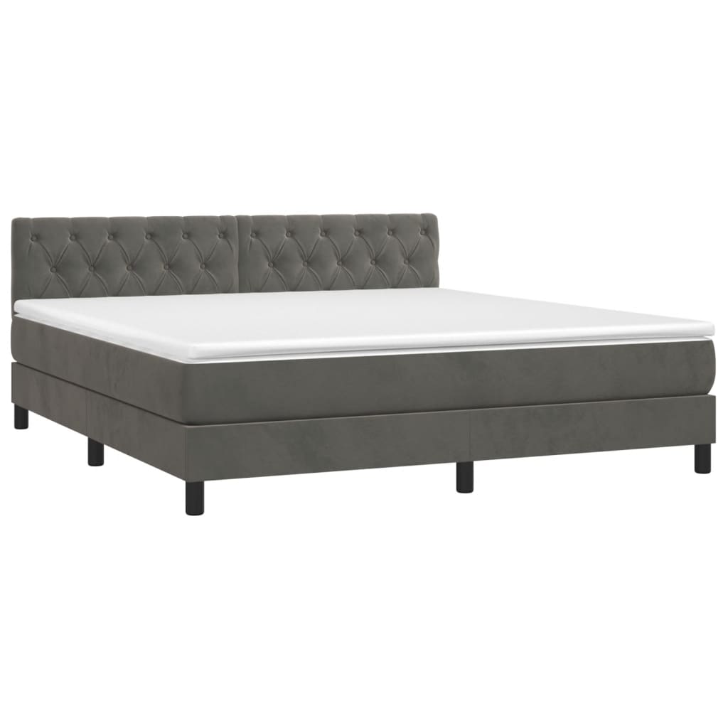 Sommier à lattes de lit et matelas Gris foncé 160x200cm Velours - XIOS