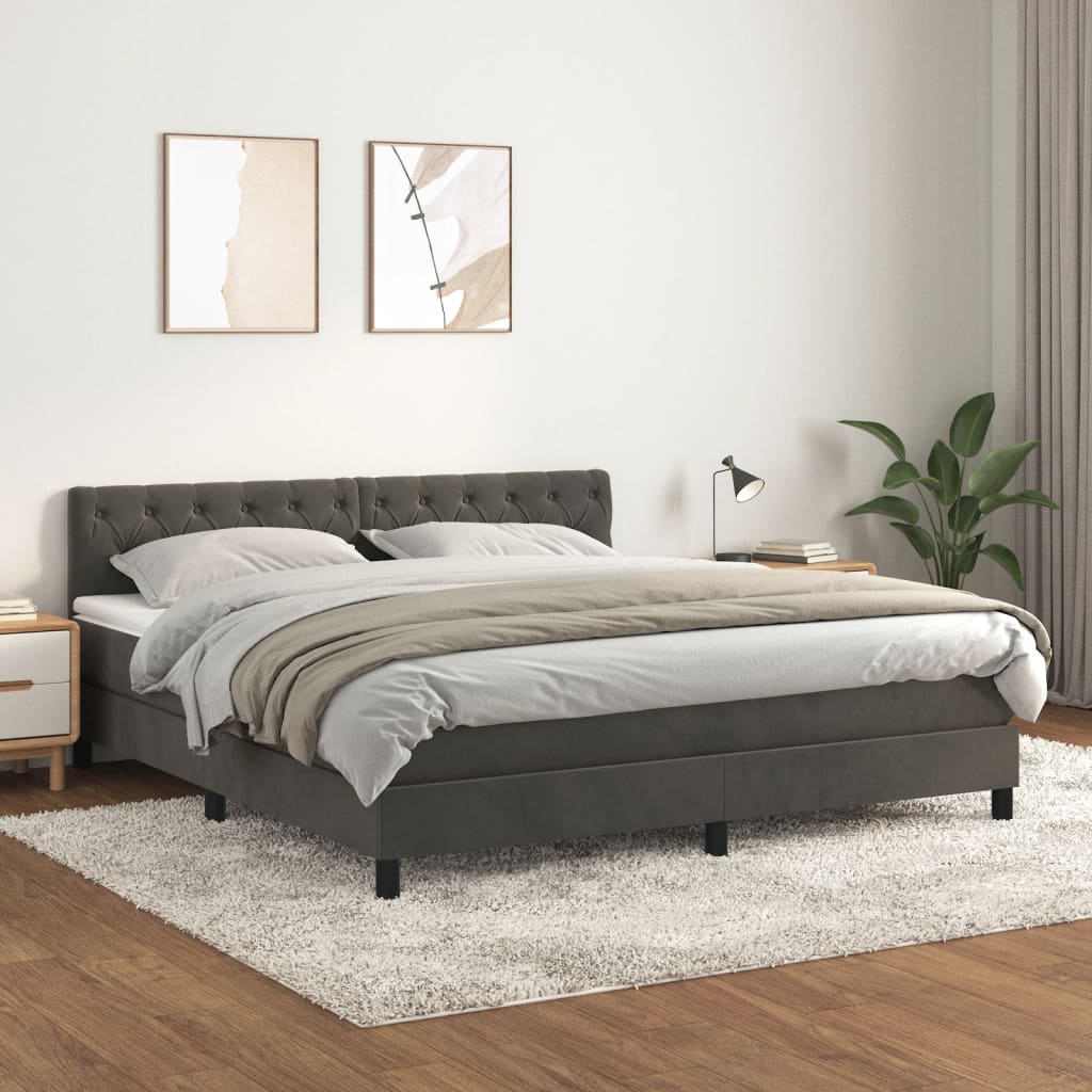 Sommier à lattes de lit et matelas Gris foncé 160x200cm Velours - XIOS