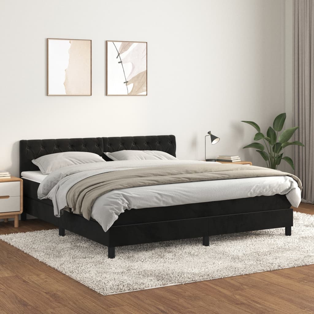 Sommier à lattes de lit et matelas Noir 160x200 cm Velours - XIOS