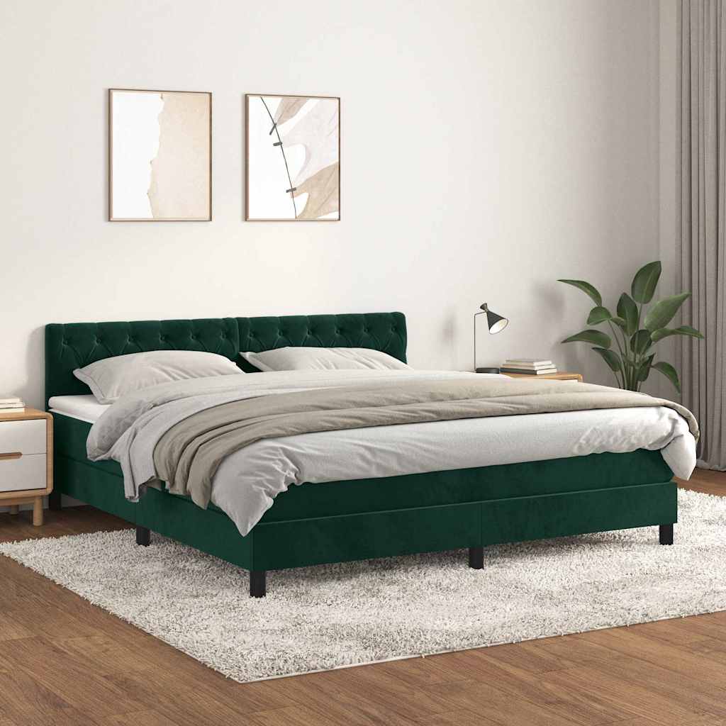 Sommier à lattes de lit et matelas Vert foncé 160x200cm Velours - XIOS