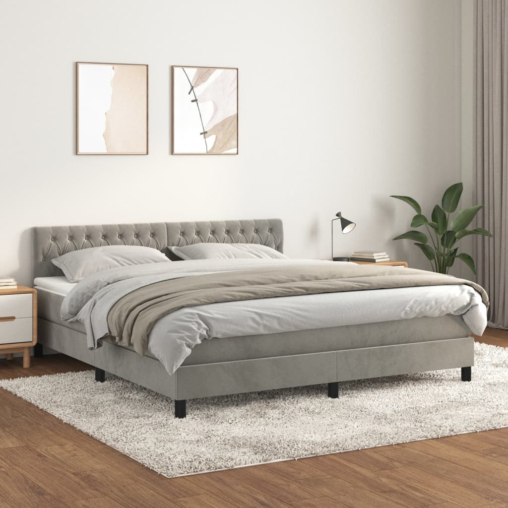 Sommier à lattes de lit et matelas Gris clair 180x200cm Velours - XIOS