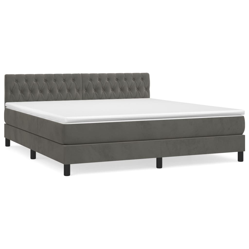 Sommier à lattes de lit et matelas Gris foncé 180x200cm Velours - XIOS